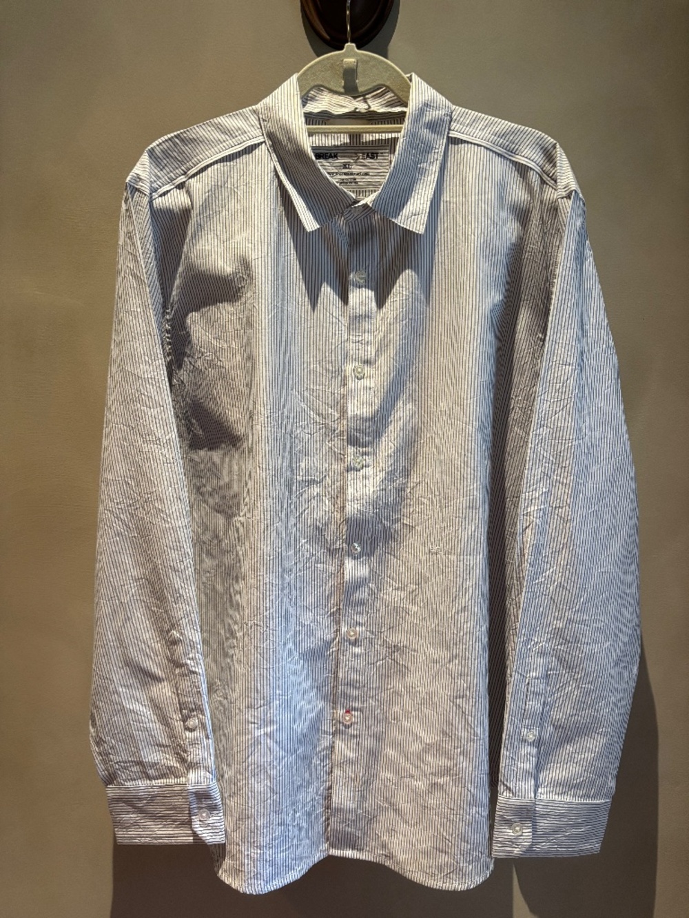 BREAK EAST Men's Blue and White Stripe Button Up Shirt